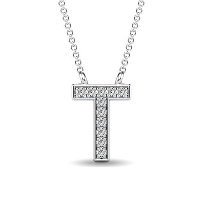 Diamond 1/20 Ct.Tw. Letter T Pendant in 10K White Gold