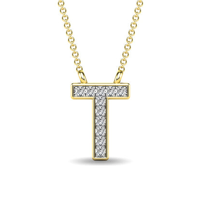 Diamond 1/20 Ct.Tw. Letter T Pendant in 10K Yellow Gold
