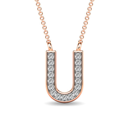 Diamond 1/20 Ct.Tw. Letter U Pendant in 10K Rose Gold