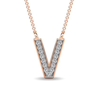Diamond 1/20 Ct.Tw. Letter V Pendant in 10K Rose Gold
