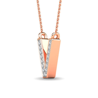 Diamond 1/20 Ct.Tw. Letter V Pendant in 10K Rose Gold