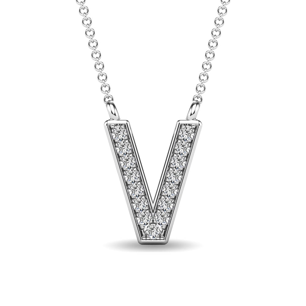 Diamond 1/20 Ct.Tw. Letter V Pendant in 10K White Gold