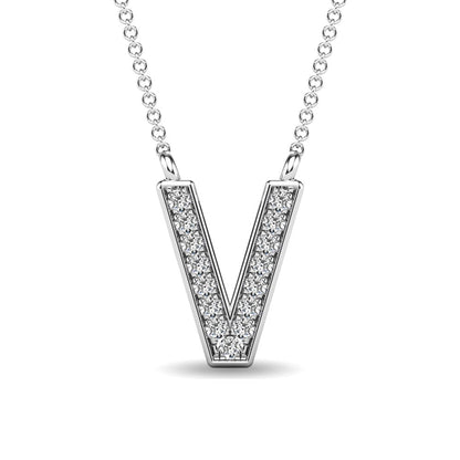Diamond 1/20 Ct.Tw. Letter V Pendant in 10K White Gold