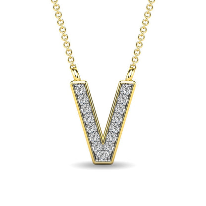 Diamond 1/20 Ct.Tw. Letter V Pendant in 10K Yellow Gold