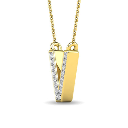 Diamond 1/20 Ct.Tw. Letter V Pendant in 10K Yellow Gold
