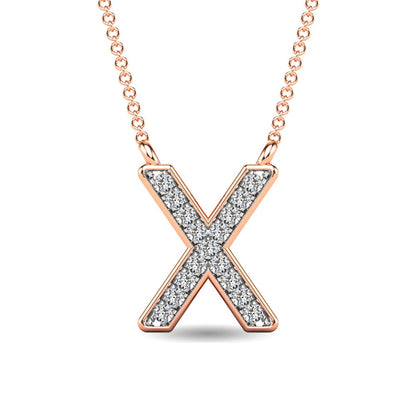 Diamond 1/20 Ct.Tw. Letter X Pendant in 10K Rose Gold