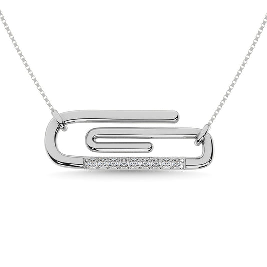 Diamond 1/20 Ct.Tw. Paper Clip Necklace in 925 Silver