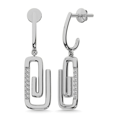 Diamond 1/10 Ct.Tw. Paper Clip Earrings in 925 Silver