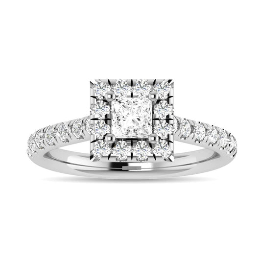 Diamond 1 Ct.Tw. Princess Shape Engagement Ring in 10K White Gold