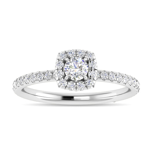 Diamond 3/4 Ct.Tw. Cushion Shape Engagement Ring in 10K White Gold