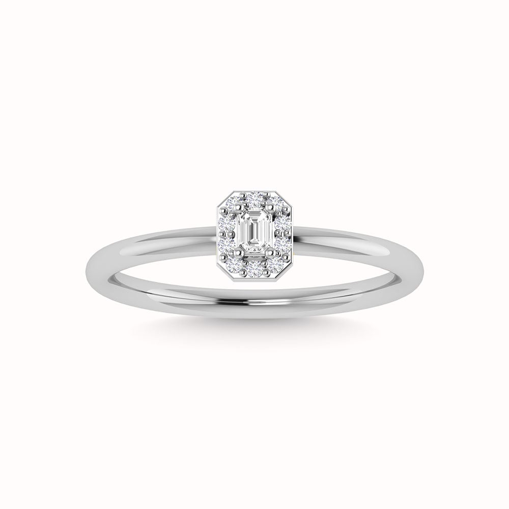 Diamond 1/3 Ct.Tw. Round and Emerald Cut Engagement Ring in 14K White Gold