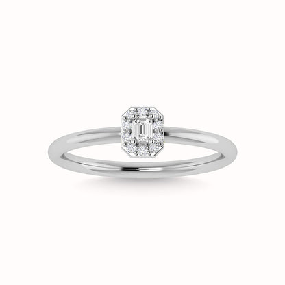 Diamond 1/3 Ct.Tw. Round and Emerald Cut Engagement Ring in 14K White Gold