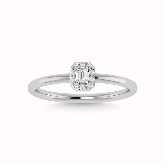 Diamond 1/3 Ct.Tw. Round and Emerald Cut Engagement Ring in 14K White Gold
