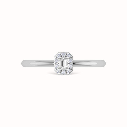 Diamond 1/3 Ct.Tw. Round and Emerald Cut Engagement Ring in 14K White Gold