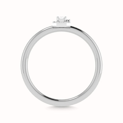 Diamond 1/3 Ct.Tw. Round and Emerald Cut Engagement Ring in 14K White Gold