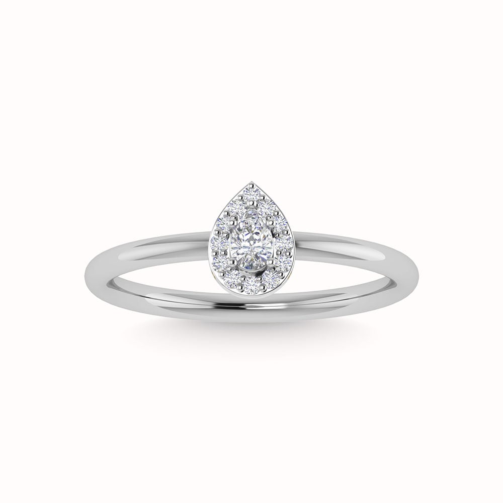 Diamond 1/3 Ct.Tw. Round and Princess Cut Engagement Ring in 14K White Gold