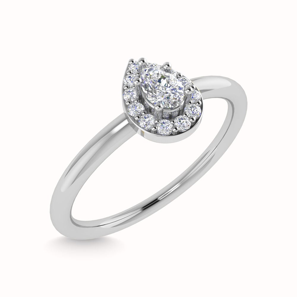 Diamond 1/3 Ct.Tw. Round and Princess Cut Engagement Ring in 14K White Gold