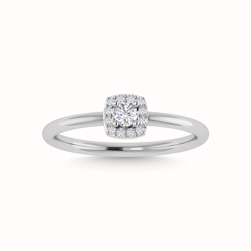 Diamond 1/3 Ct.Tw. Round and Cushion Cut Engagement Ring in 14K White Gold
