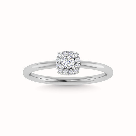 Diamond 1/3 Ct.Tw. Round and Cushion Cut Engagement Ring in 14K White Gold