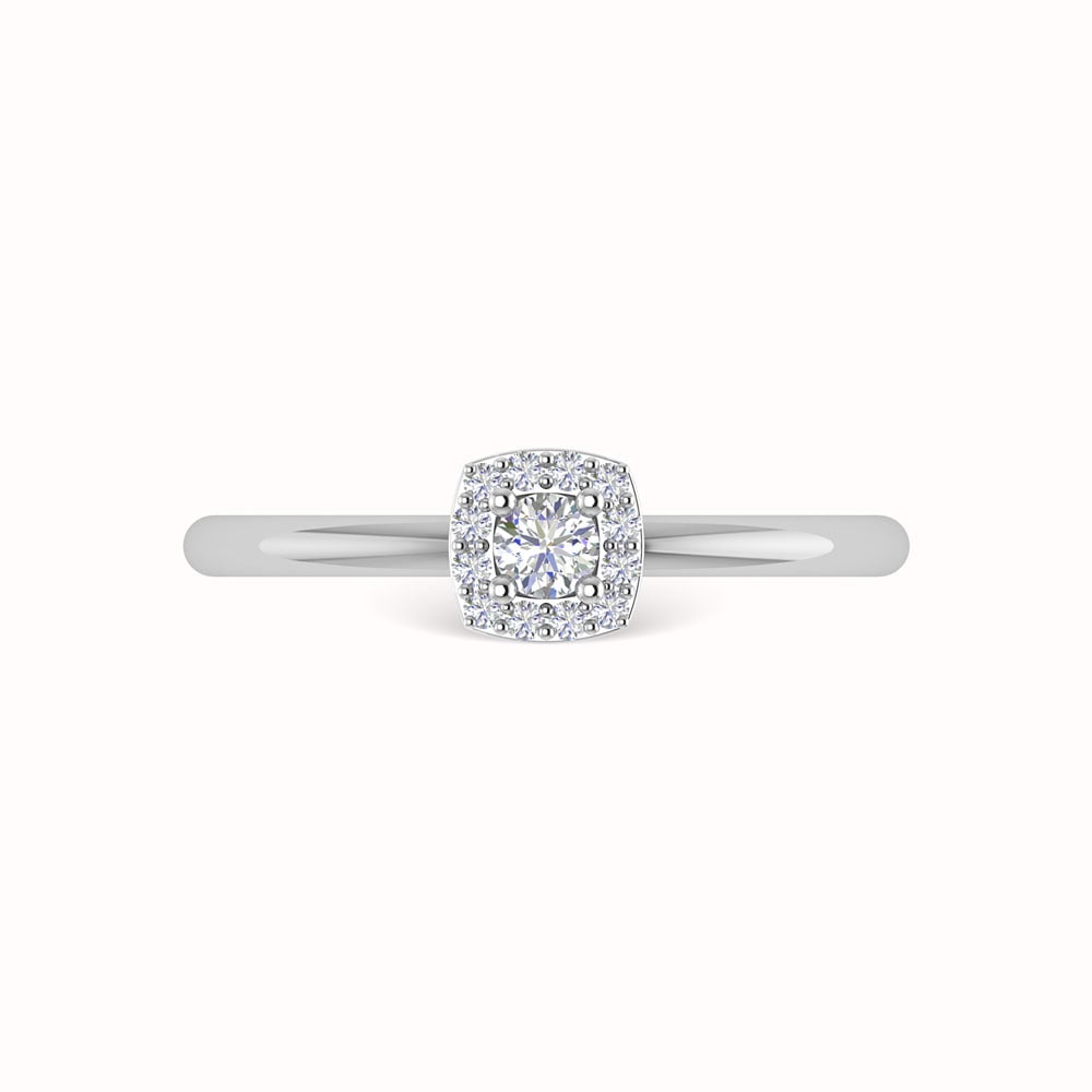Diamond 1/3 Ct.Tw. Round and Cushion Cut Engagement Ring in 14K White Gold