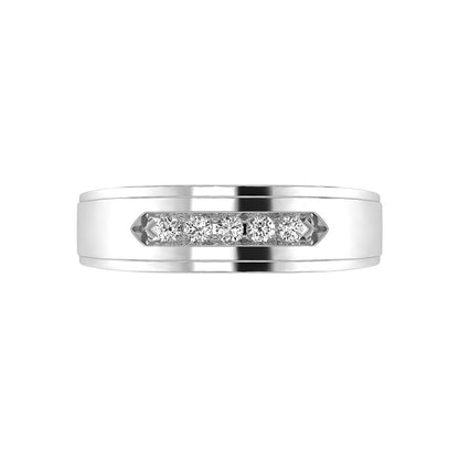 Diamond 1/4 Ct.Tw. Men?s Wedding Band in 14K White Gold