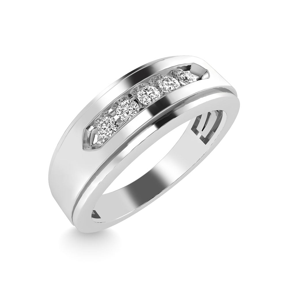 Diamond 1/4 Ct.Tw. Men?s Wedding Band in 14K White Gold
