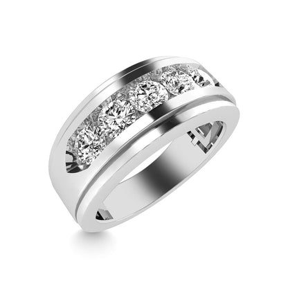 Diamond 1 Ct.Tw. Men?s Wedding Band in 14K White Gold