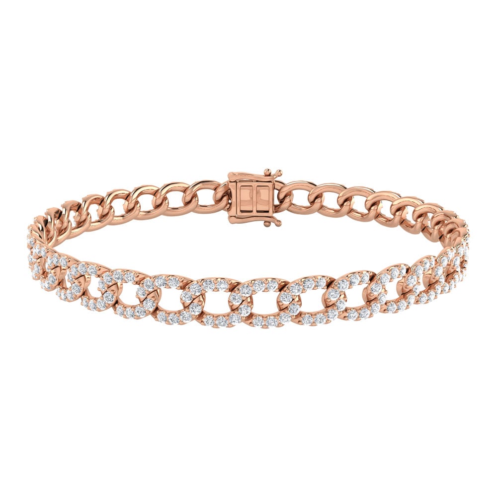Diamond 3 1/8 Ct.Tw. Cuban Bracelets in 14K Rose Gold