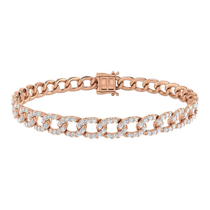 Diamond 3 1/8 Ct.Tw. Cuban Bracelets in 14K Rose Gold
