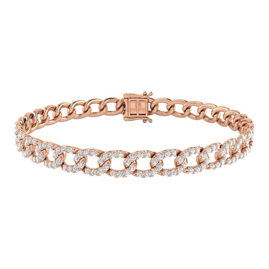 Diamond 3 1/8 Ct.Tw. Cuban Bracelets in 14K Rose Gold