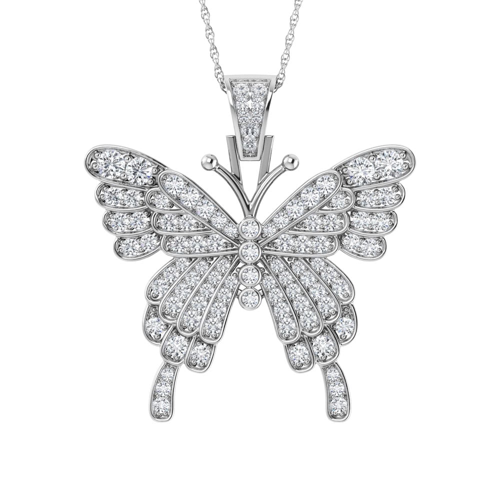 Diamond 1 7/8 Ct.Tw. Butterfly Pendant in 10K White Gold