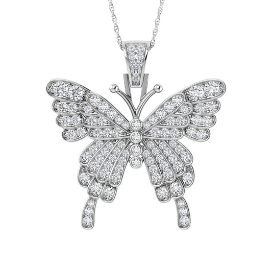 Diamond 1 3/8 Ct.Tw. Butterfly Pendant in 10K White Gold