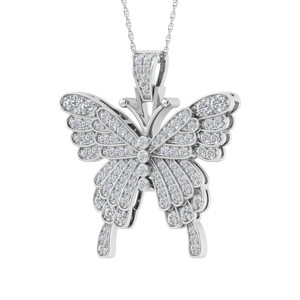 Diamond 1 3/8 Ct.Tw. Butterfly Pendant in 10K White Gold