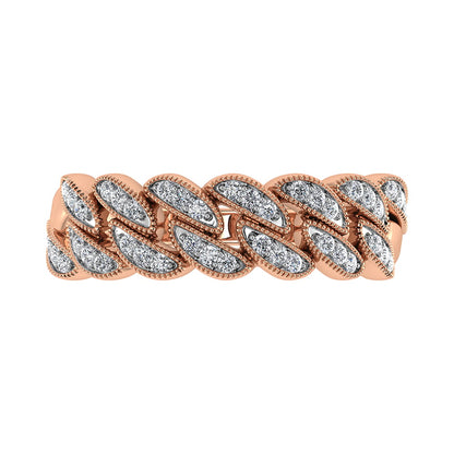 14K Rose Gold 1/5 Ct.Tw. Diamond Cuban Style Band