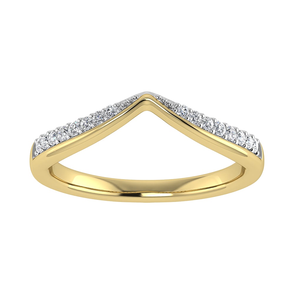 14K Yellow Gold 1/5 Ct.Tw. Diamond Chevron Band
