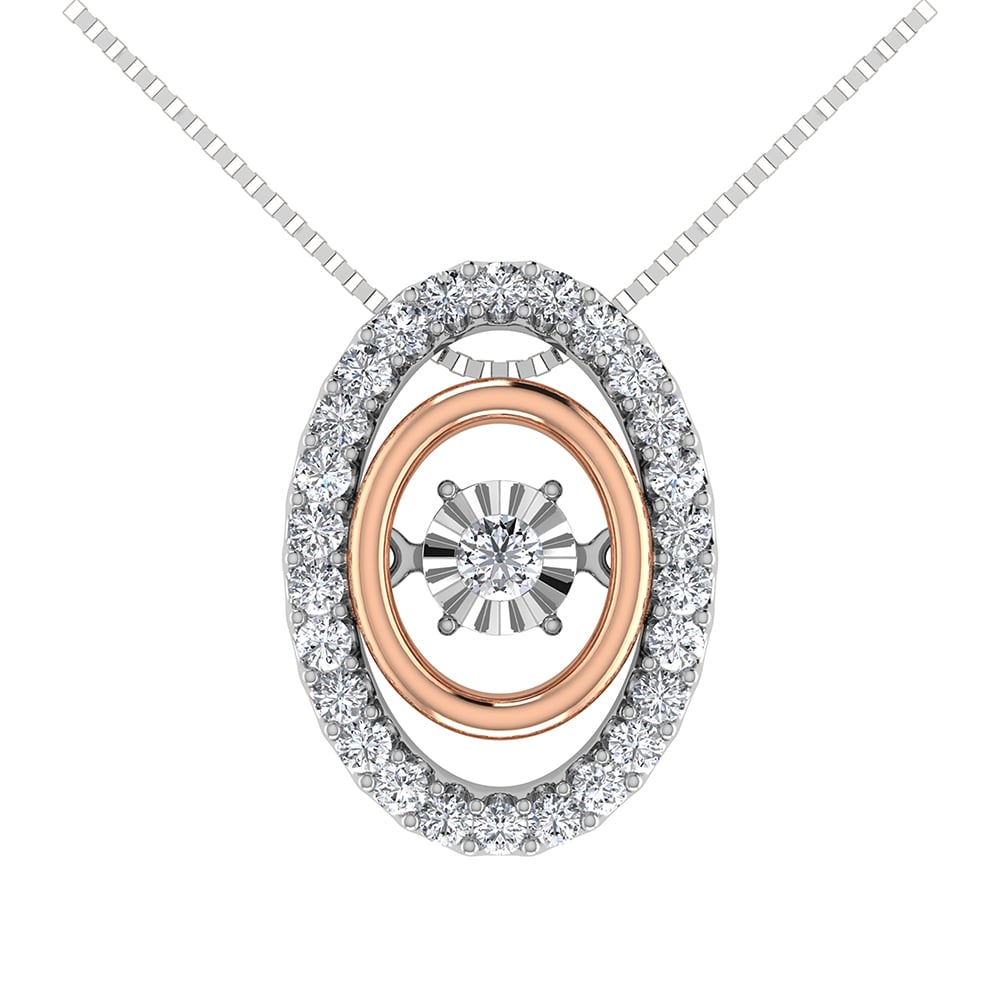 10K Two Tone 1/5 Ct Ct.Tw. Diamond Oval Shape Shimmering Pendant