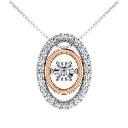 10K Two Tone 1/5 Ct Ct.Tw. Diamond Oval Shape Shimmering Pendant