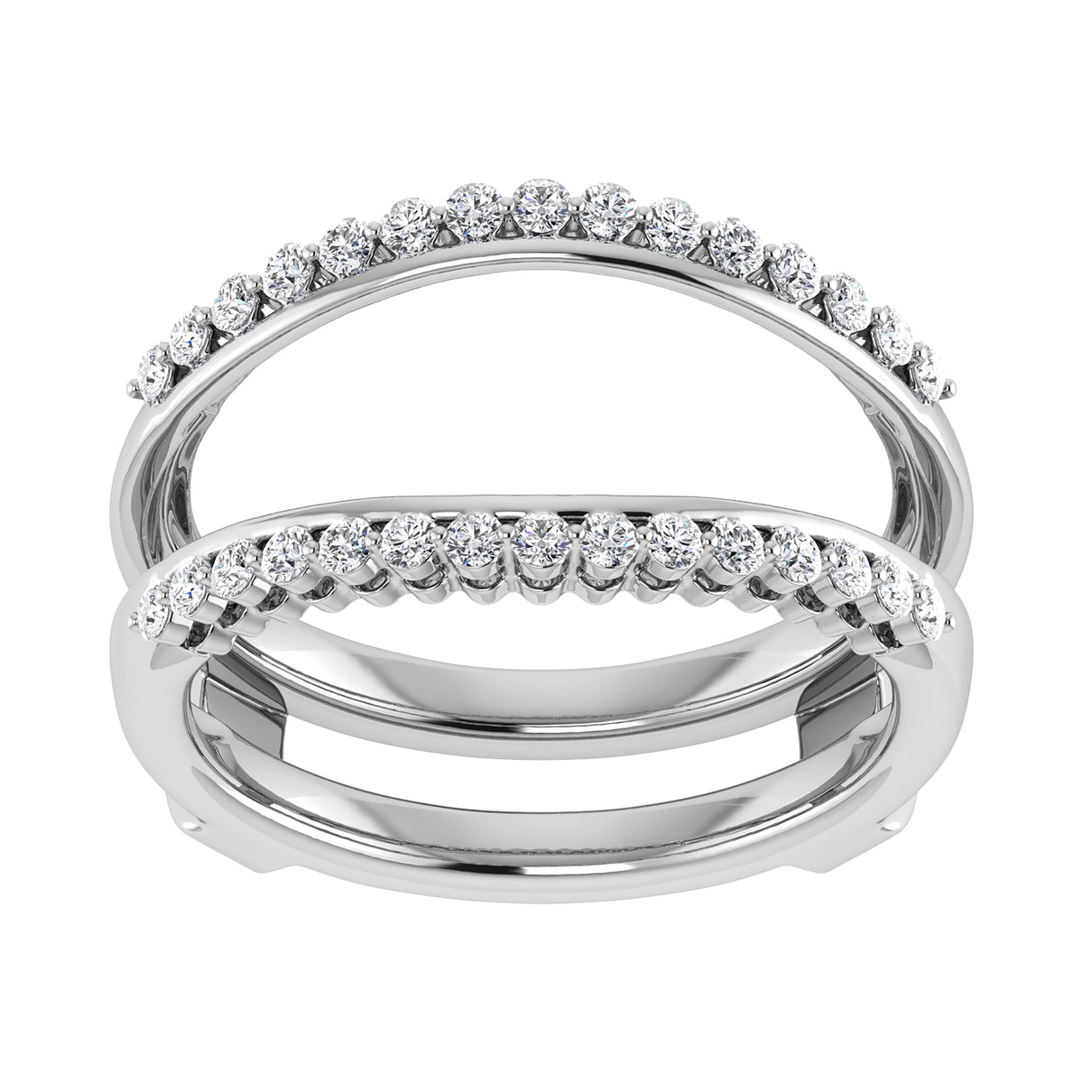 14K White Gold 1/2 Ct.Tw. Diamond Chevron Guard Ring