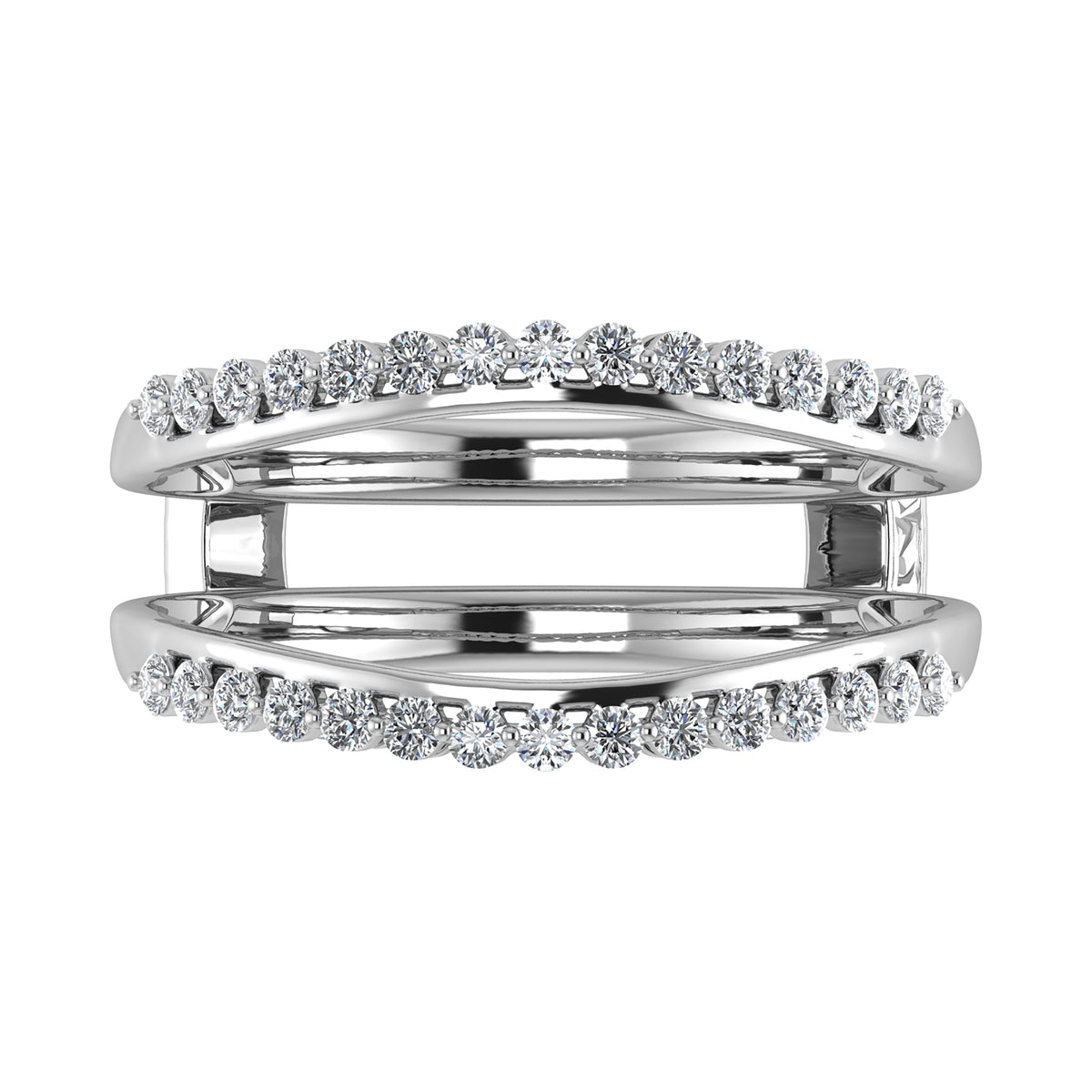 10K White Gold 1/4 Ct.Tw. Diamond Chevron Guard Ring