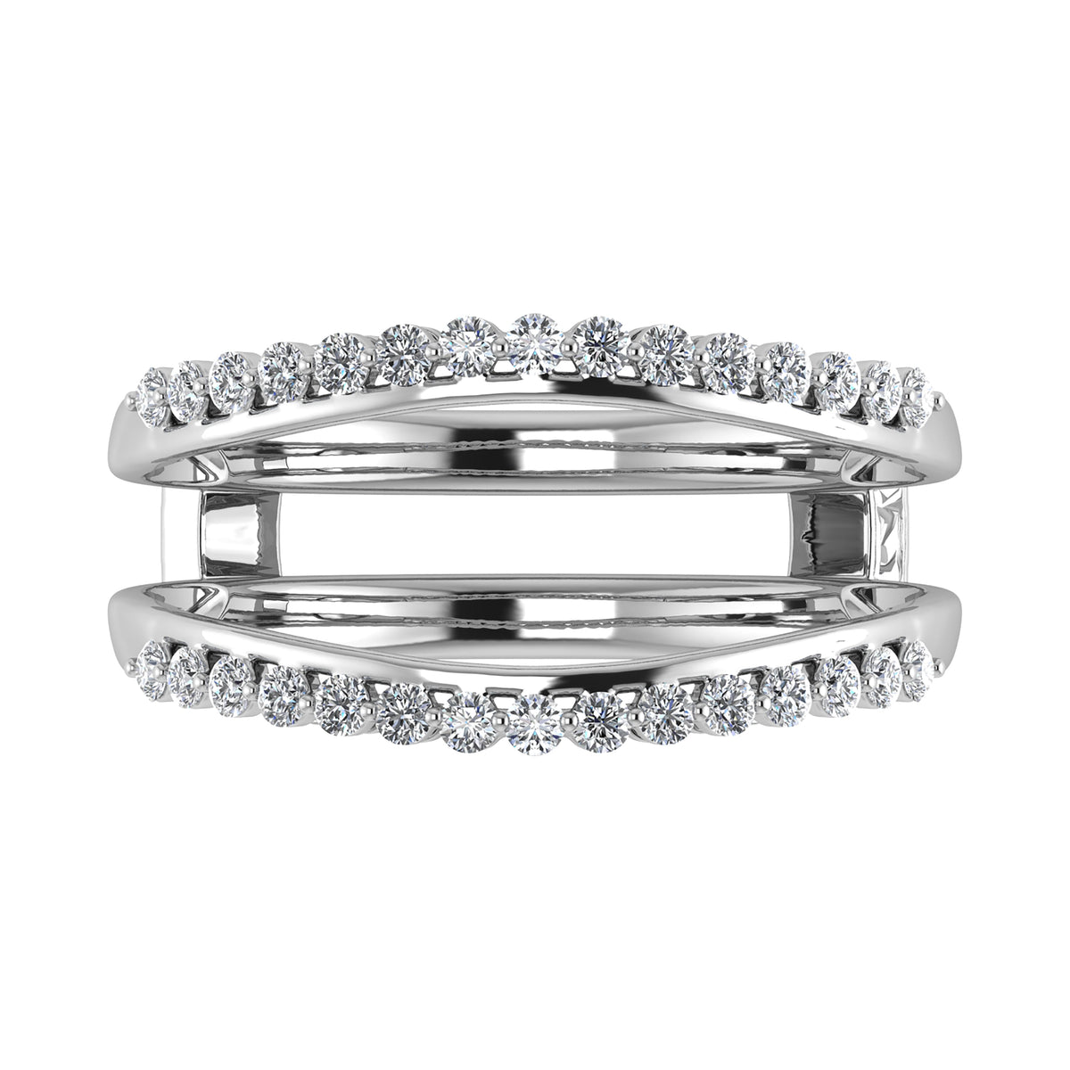 14K White Gold 1/2 Ct.Tw. Diamond Chevron Guard Ring