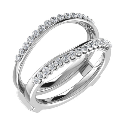 14K White Gold 1/2 Ct.Tw. Diamond Chevron Guard Ring