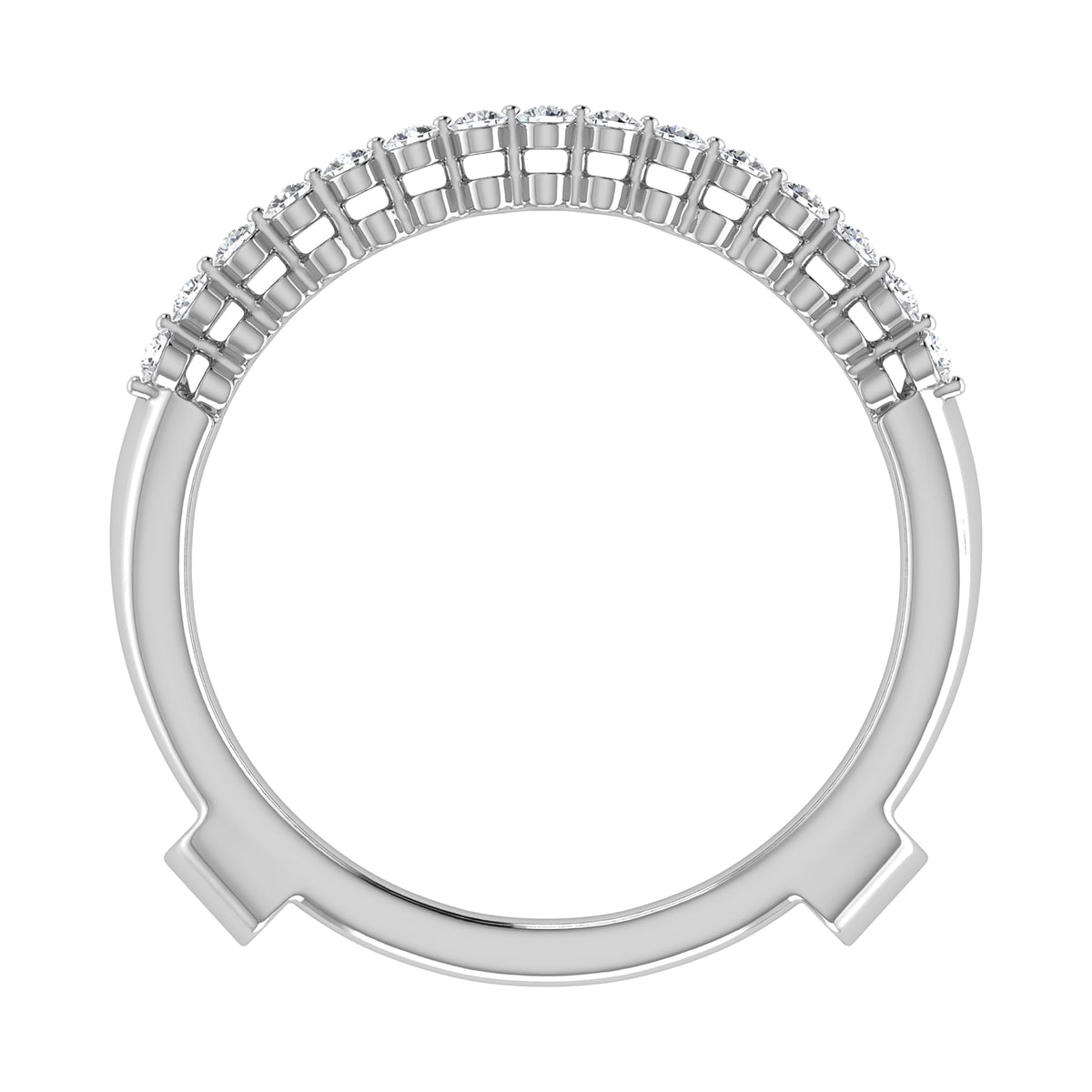 14K White Gold 1/2 Ct.Tw. Diamond Chevron Guard Ring