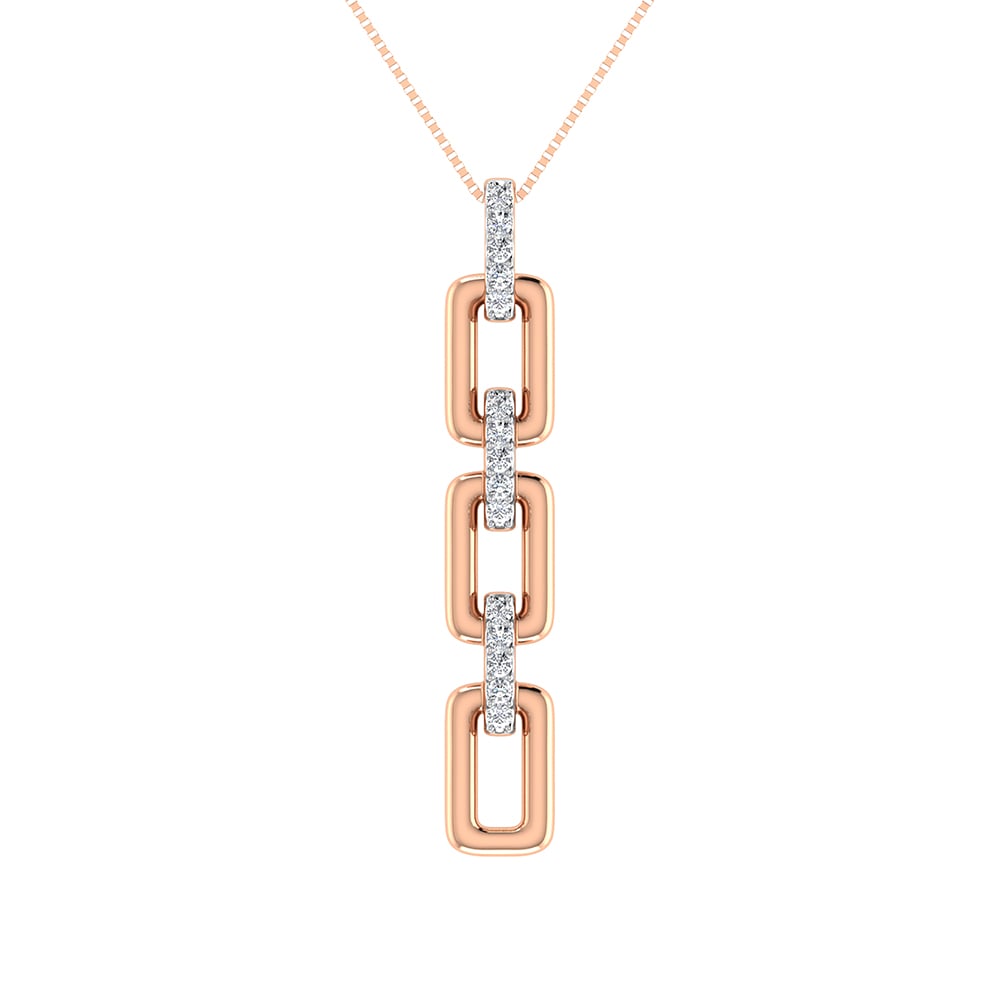 10K Pink Gold 1/8 Ct.Tw. Diamond Cuban Link Pendant