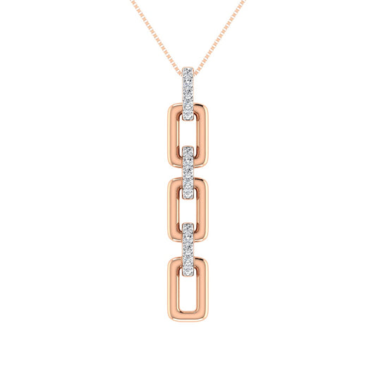 10K Pink Gold 1/8 Ct.Tw. Diamond Cuban Link Pendant