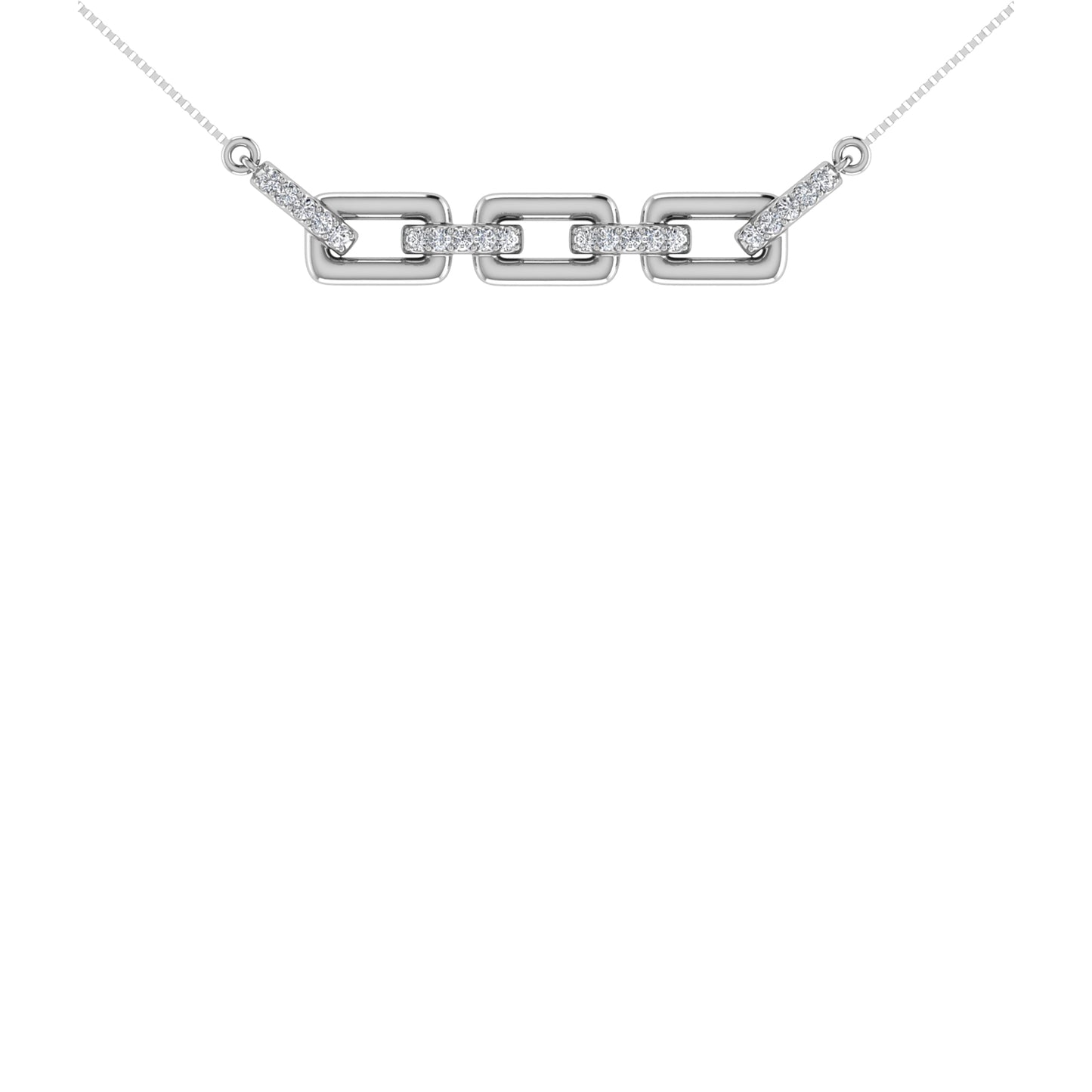 10K White Gold 1/10 Ct.Tw. Diamond Cuban Link Necklace