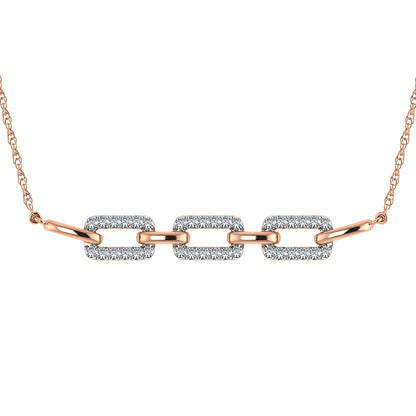 10K Pink Gold 1/5 Ct.Tw. Round Diamond Cuban Link Necklace