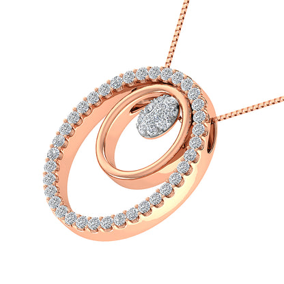 14K Pink Gold 1/2 Ct.Tw. Round Diamond Double Oval Shape Pendant