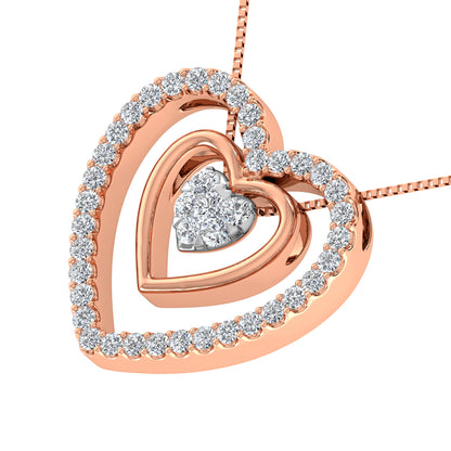 10K Rose Gold 1/2 Ct.Tw. Diamond Double Heart Pendant