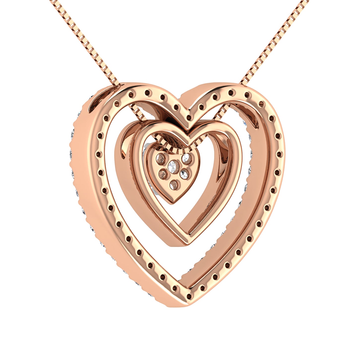 10K Rose Gold 1/2 Ct.Tw. Diamond Double Heart Pendant