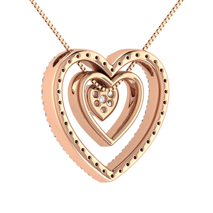 10K Rose Gold 1/2 Ct.Tw. Diamond Double Heart Pendant